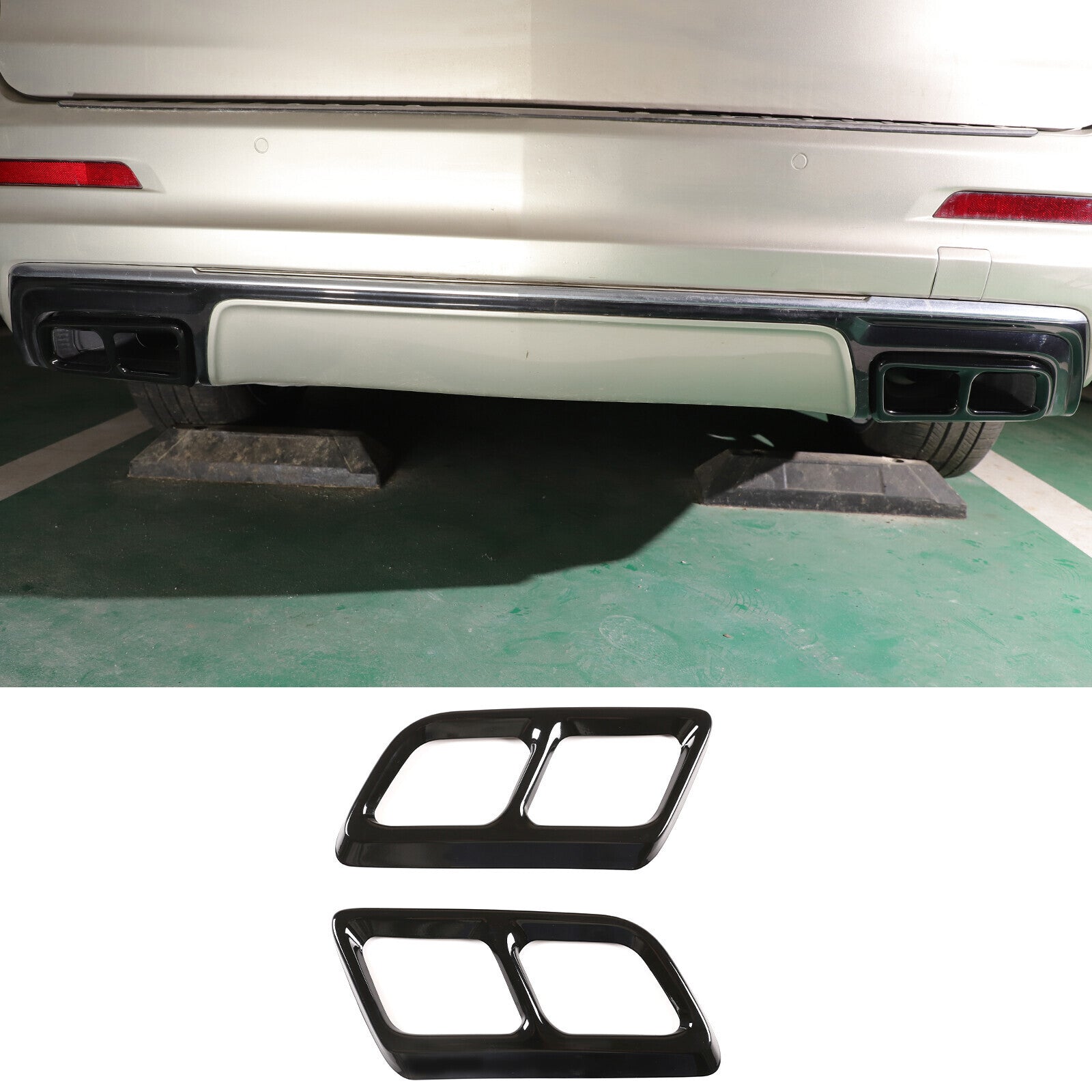 for Cadillac XT5 2020-24 Black Rear Exhaust Muffler Tip Tail Pipe Trim Frame 2P