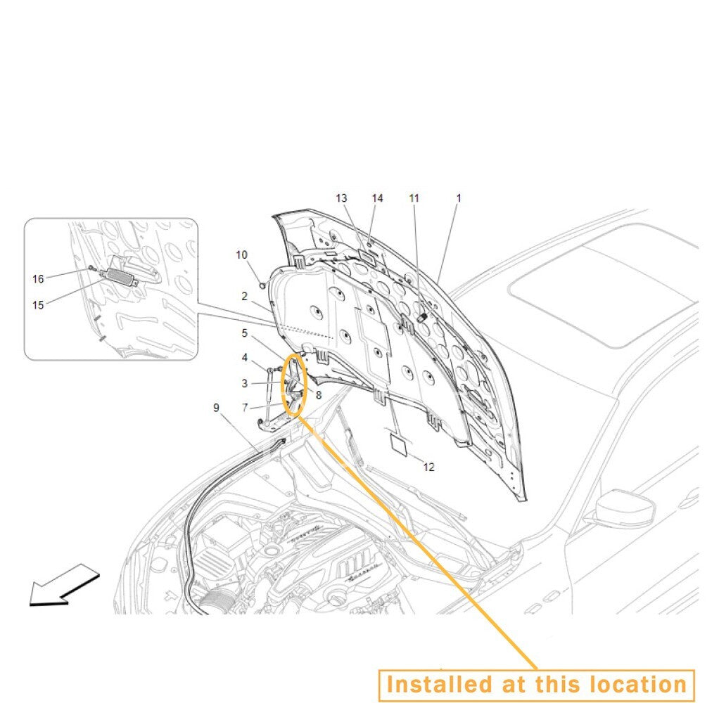 Support kits for MASERATI Quattroporte HOOD BONNET side HINGE 670001873 and 670001872