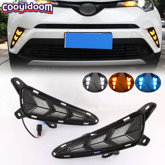 LED DayTime Running Light Driving Fog Lamp 3 Color DRL For 16-19 for Toyota CHR C-HR