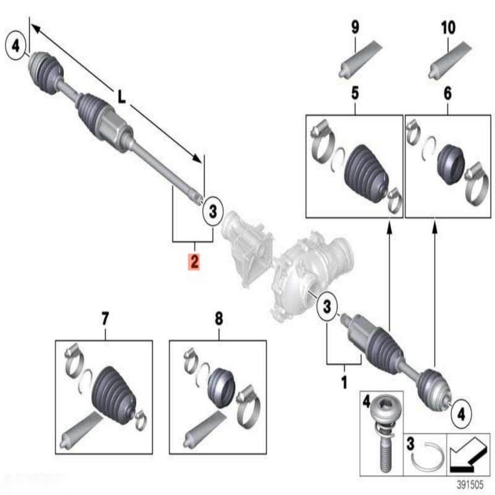 Front Right Axle Shaft for BMW X3 X4 2011-2018