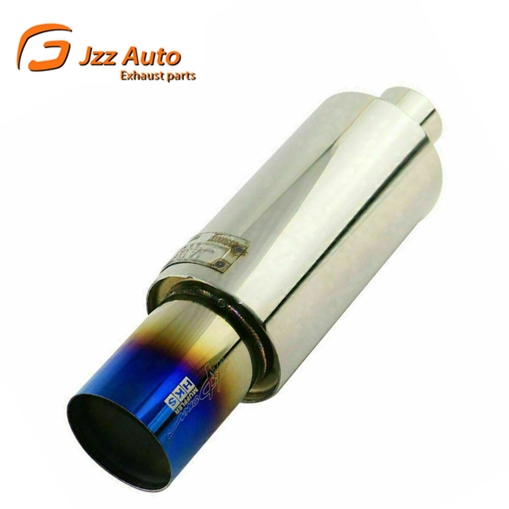 2 Inlet 3 OD Rolled Straight Exhaust Muffler 4 Body Resonator HPJ Blue