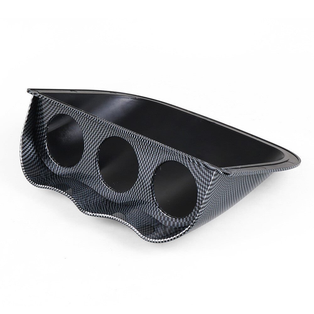Car Carbon Fiber Look ABS Plastic 3 Hole Gauge Meter Mount Pod 2 52MM