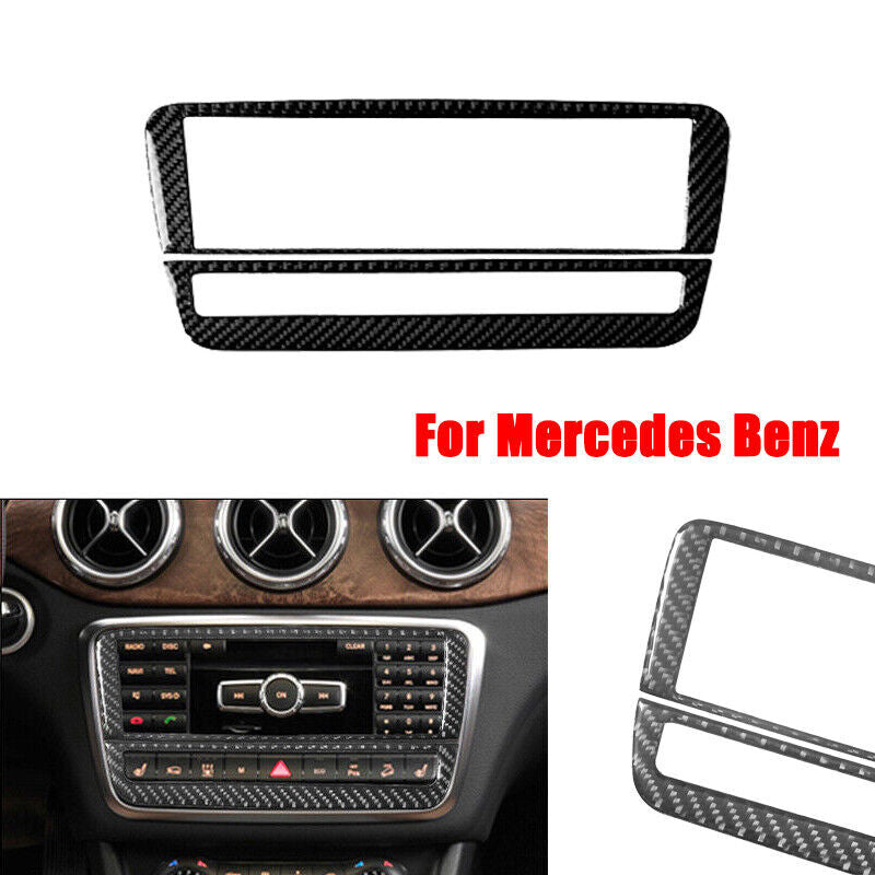 Carbon fiber car center console radio panel cover decorative sticker for CLA GLA - n