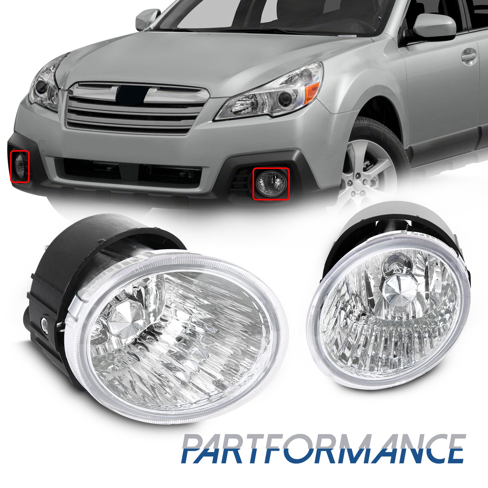 Pair of Fog Lights for 2013 - 2019 for Subaru Outback Clear Lens Bumper Lights Left + Right - v