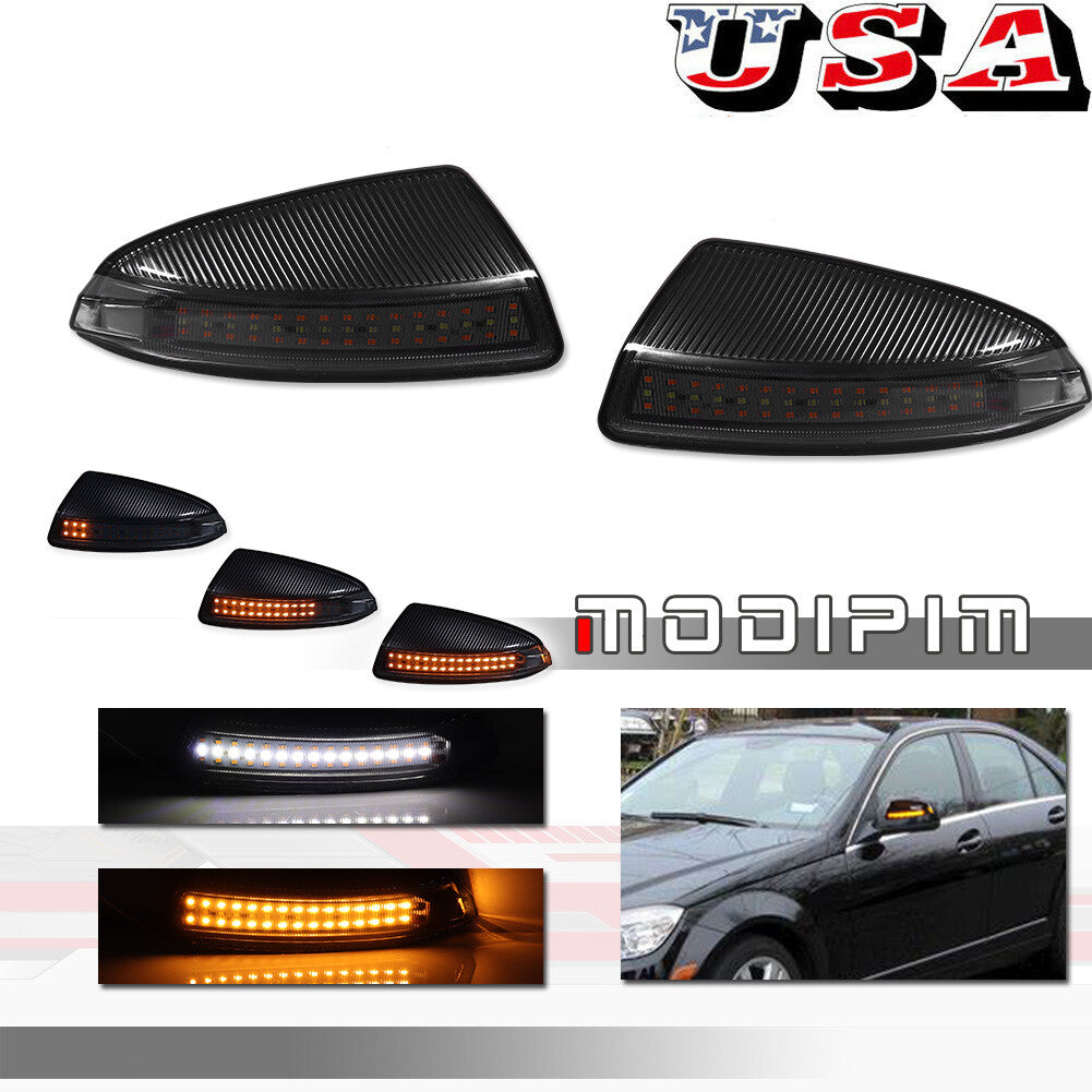 Smoke-activated dynamic LED side mirror indicator lights are suitable for Mercedes-Benz C-Class and V-Class.