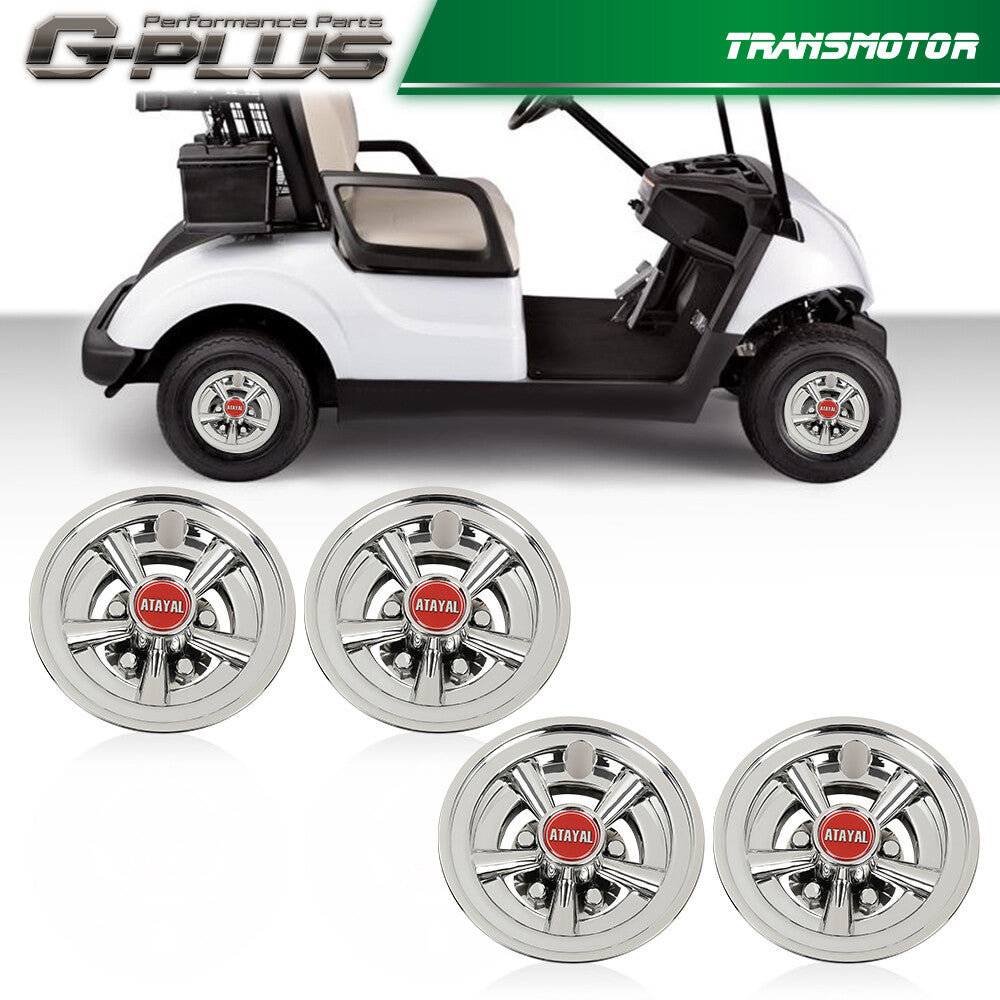 8-inch for golf cart wheel covers and hubcaps for EZGO Club cars and for Yamaha vehicles, 4-piece chrome set. Q