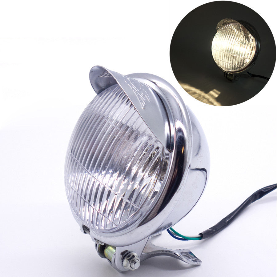 5.5 Motorcycle Chrome Retro Metal Headlight for Harley Chopper Cafe Racer Q