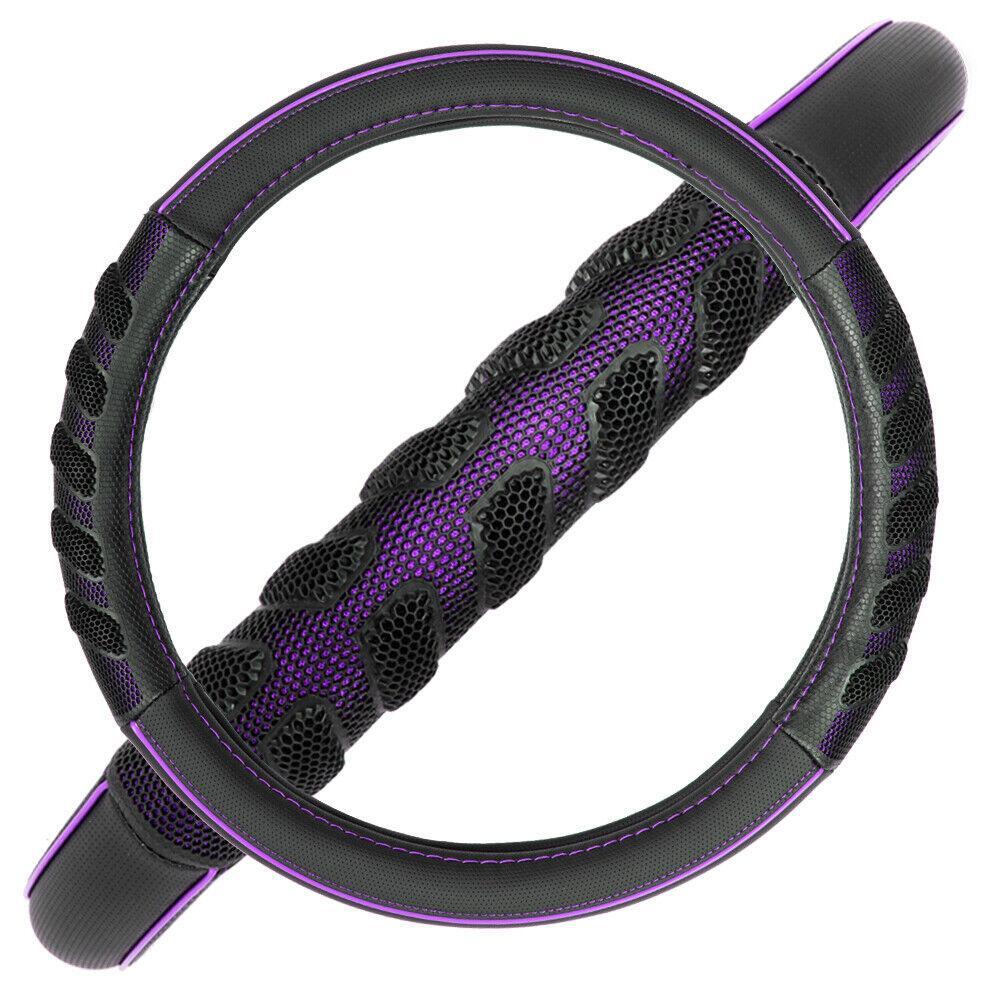 Purple and black sporty car steering wheel cover leather universal car accessories - n