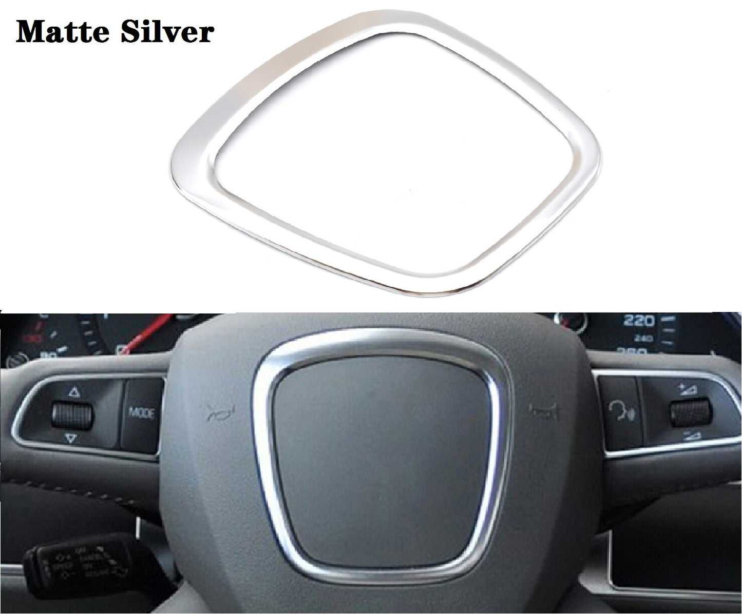 Car steering wheel frame decorative protective cover sticker for Audi A3 A4 A6 for A8 Q5 MATTE Silver - n