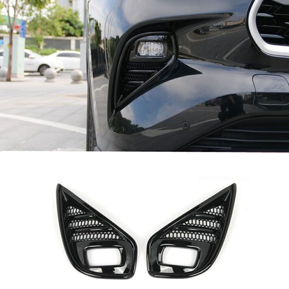 for Toyota Highlander 20-2024 Bright Black ABS Front Bumper Fog Light Cover Trim