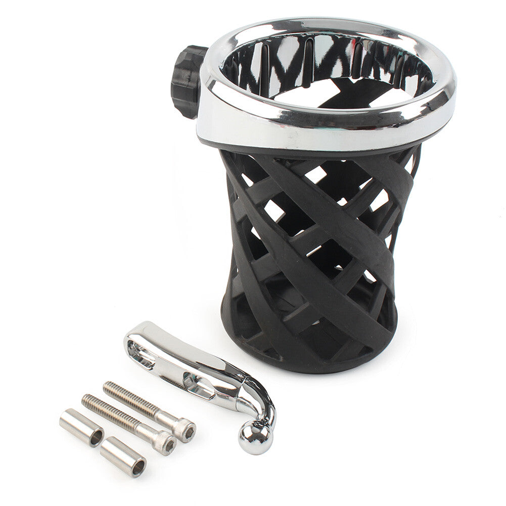 Handlebar Cup Holder Drink W/Mesh Basket Mount Universal for Harley Chrome Motor Q