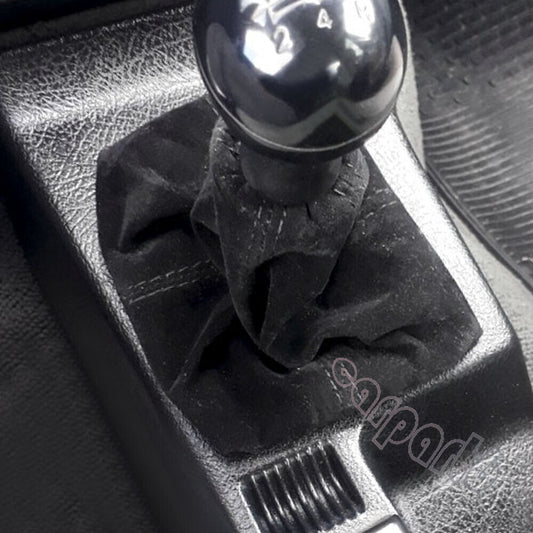 Universal JDM Black Stitch Suede Leather Shifter Shift Gear Knob Boot Cover Q