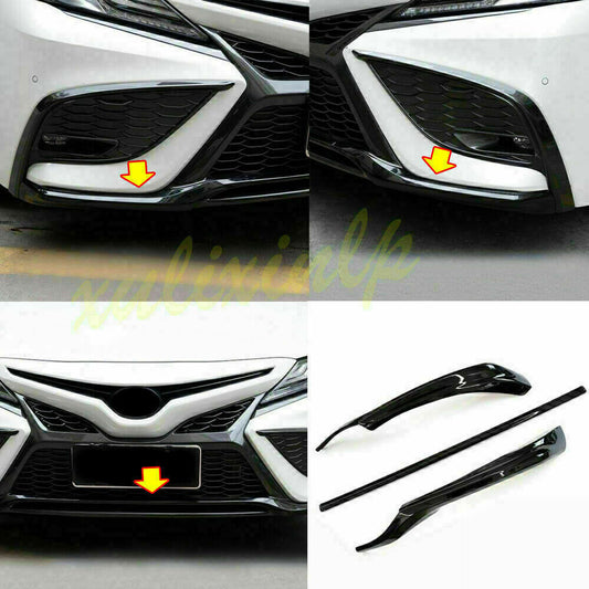 For 2021-23 for Toyota for Camry SE XSE Black ABS Front Bumper Protector Cover Guard 3Pc
