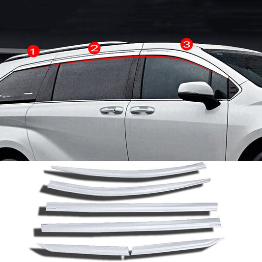 W/Chrome Window Visor Vent Sun Rain Guard Trim Decor for Toyota for Sienna 2021-2024