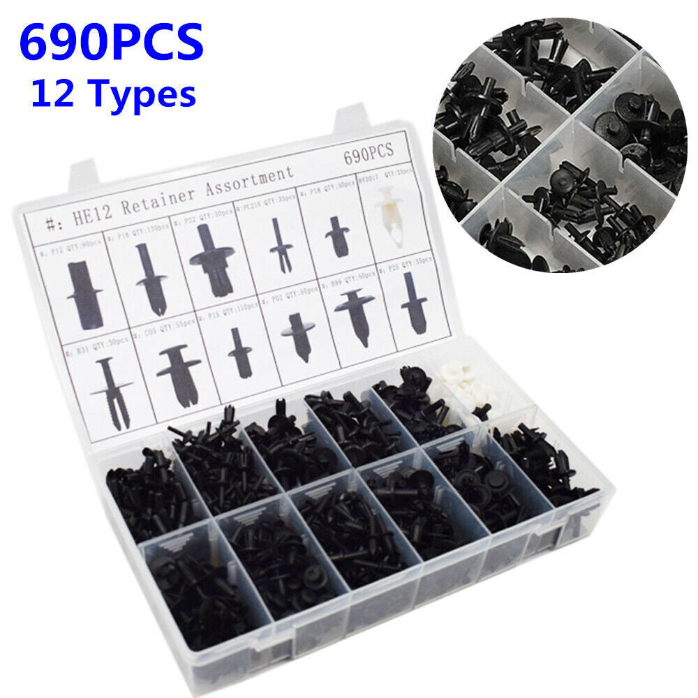 690-piece pack of car sales rivet decorative clips body plastic sorting boxes - n