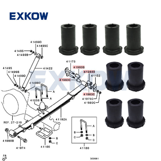 8X Rear SUSP Spring Bushing for Mitsubishi Pajero Sport L200 MB584530 MB584531 Q