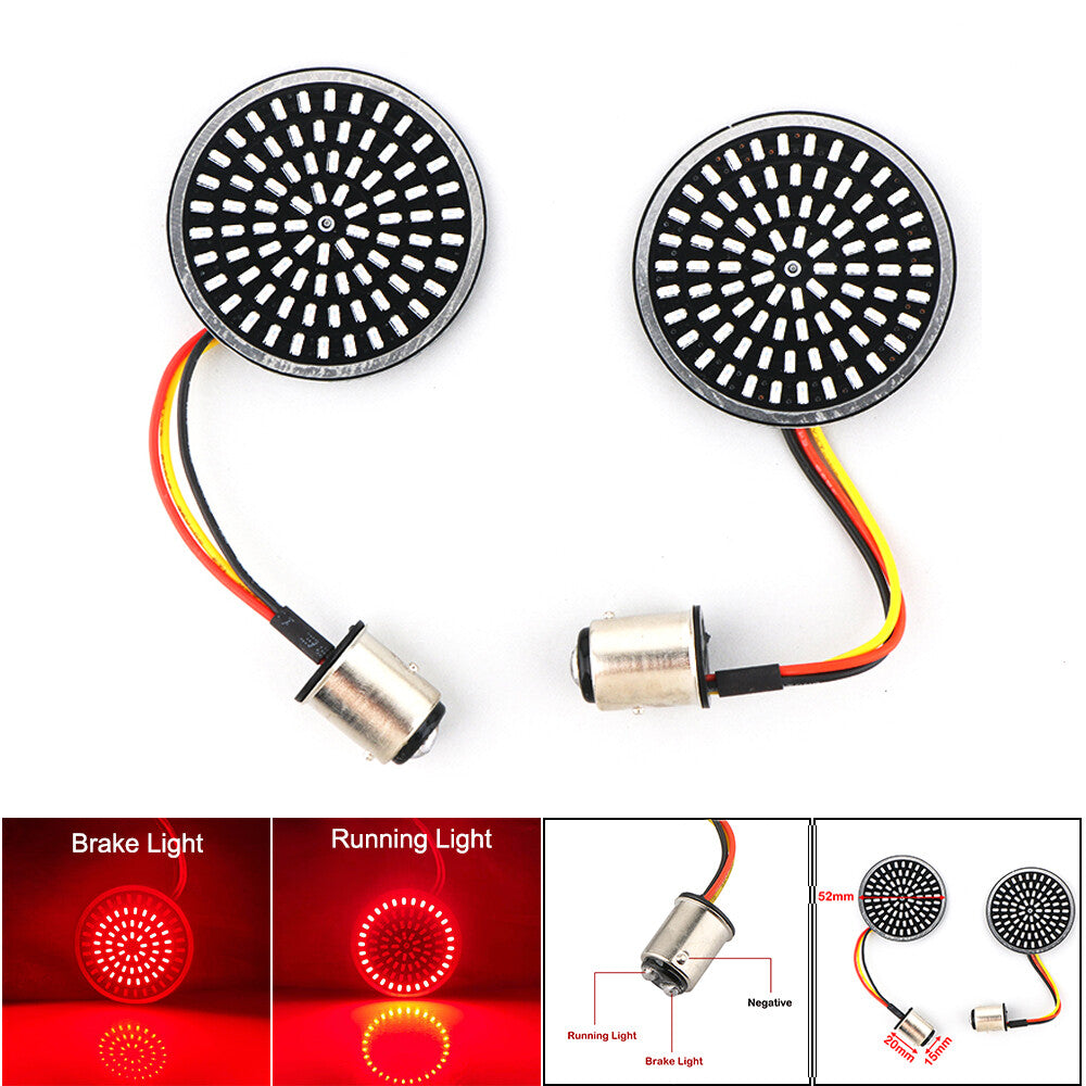2-inch LED 1157 front and rear turn signals, amber and white inserts, universal fit for