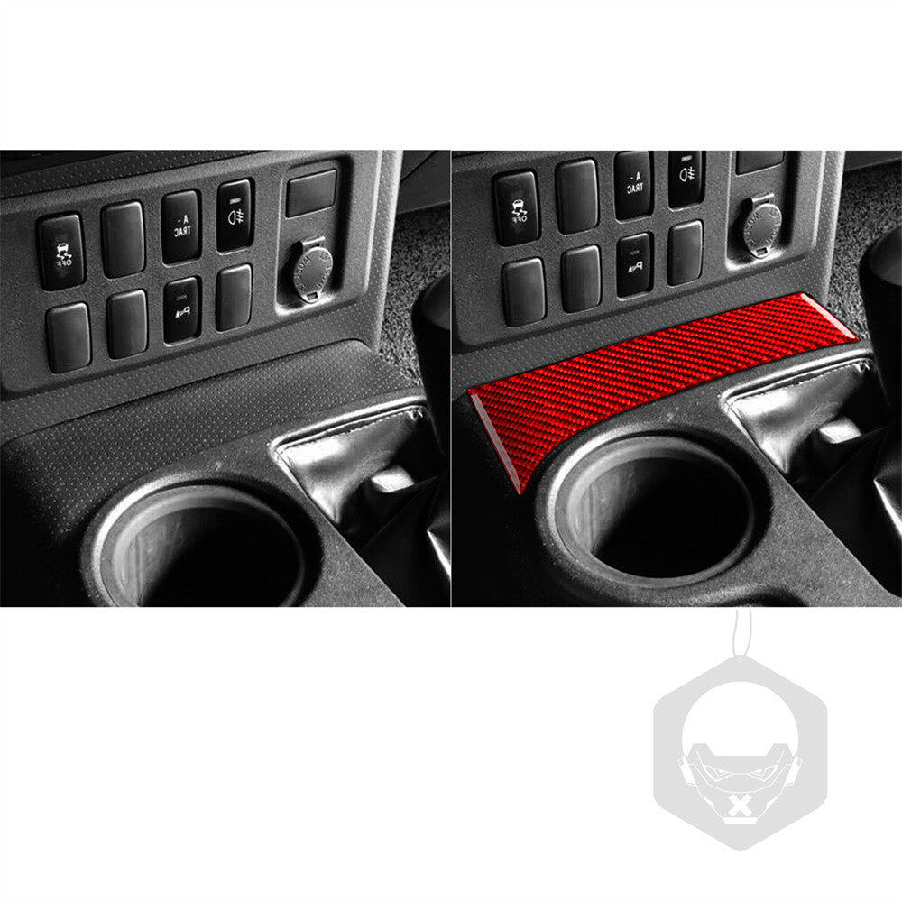 For Toyot@ FJ Cruiser 2007-2021 Central Control Cup Holder Front Tirm Red Carbon