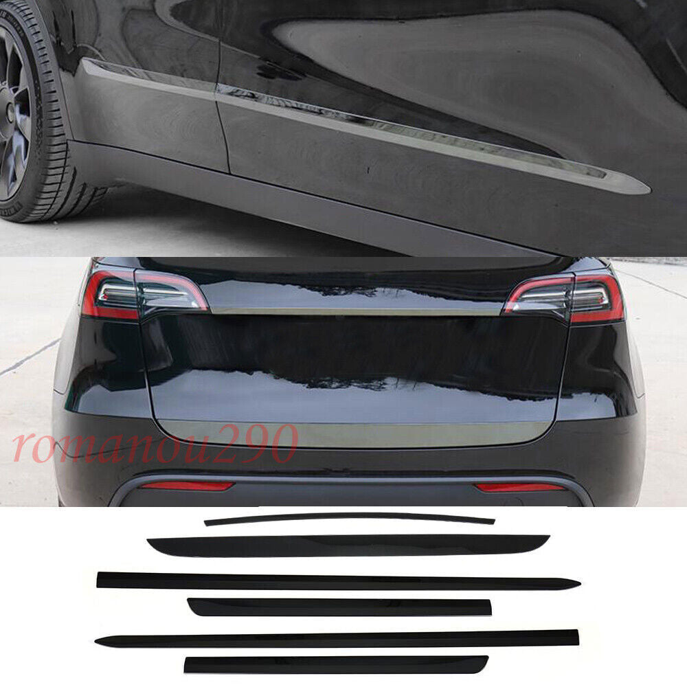 for Model Y 2020-2023 Black steel Side Door Body & Rear Trunk Cover Trim n