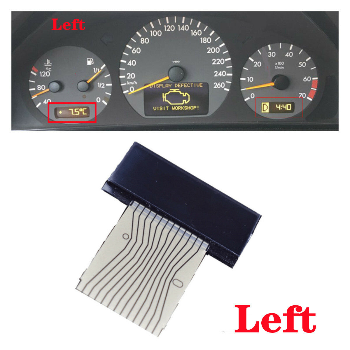 Dashboard LCD Screen Left Instrument Cluster Display for Mercedes W210 W208 R170 Q