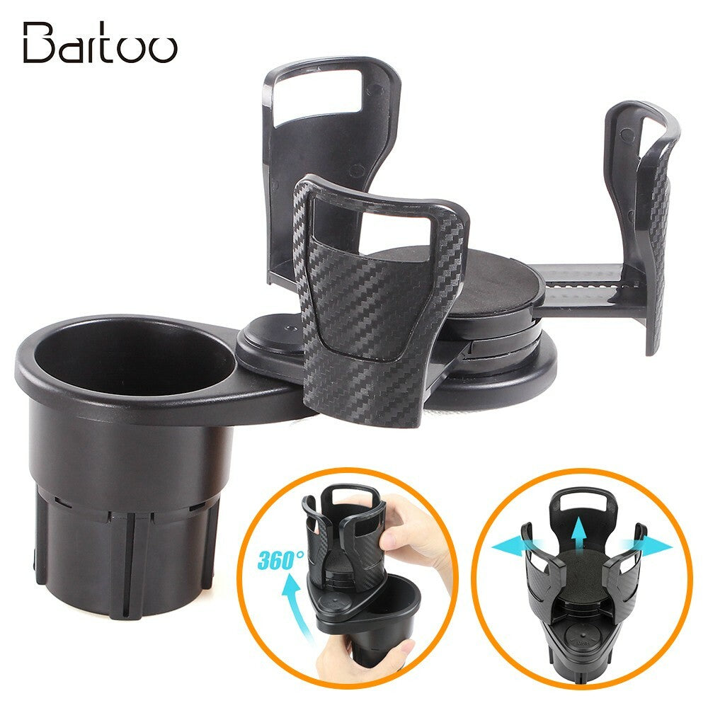 Dual Drink Cup Holder 2 In 1 Coffee Coke Cup Rack Flexible Arms Rotating Base Q