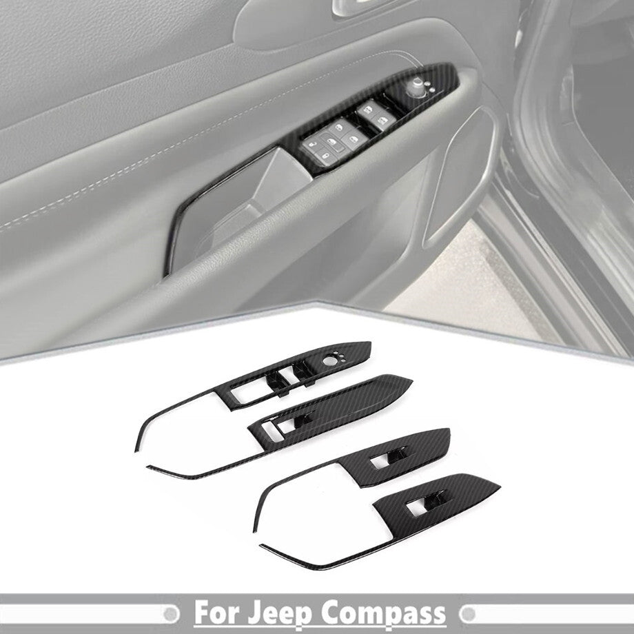 Car Window Lift Switch Cover Trim for Jeep Compass 2022-2025 Accessories Carbon v