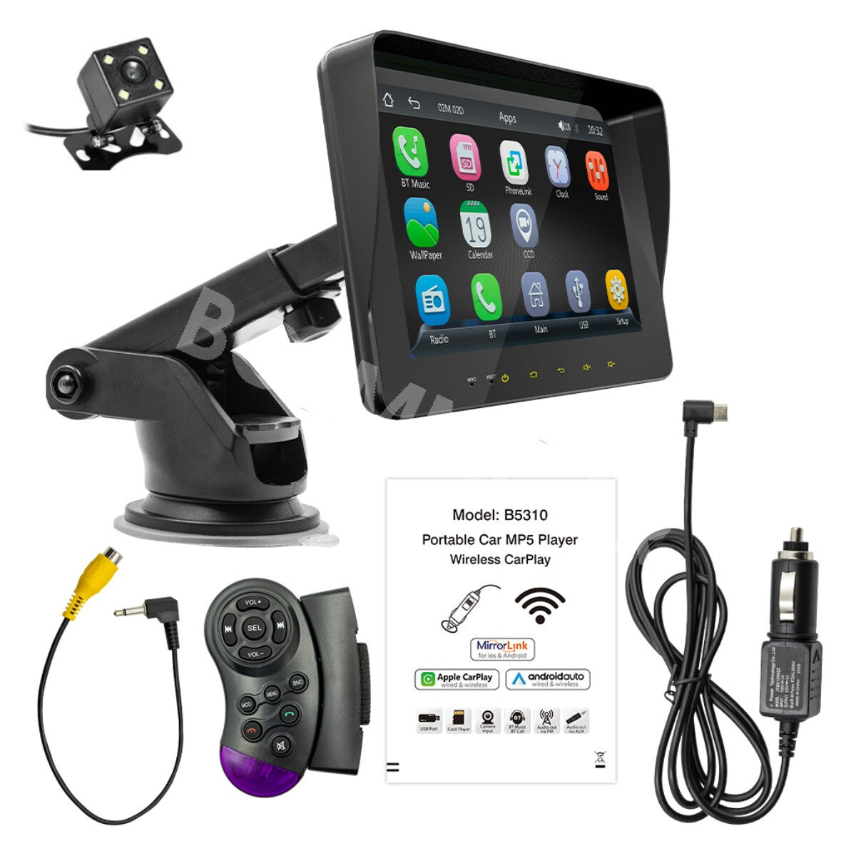 Portable 7in Touchscreen Car Stereo Radio Player For CarPlay Android Auto Camera