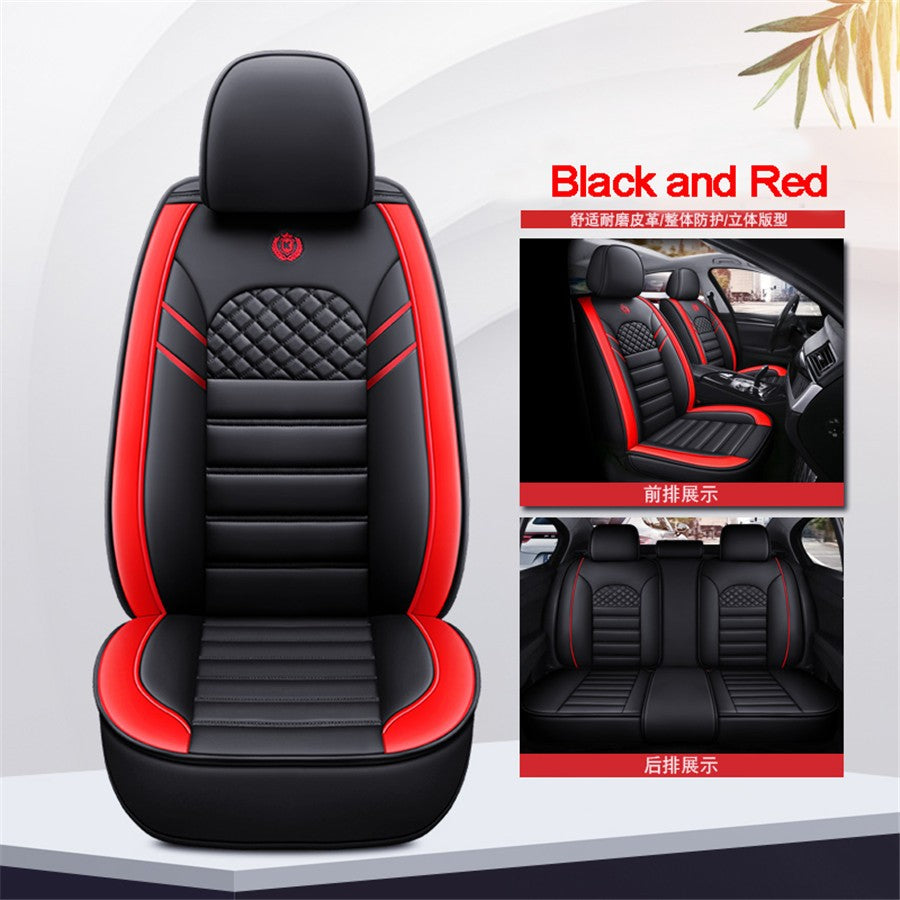 Black Red Stripe Wear-resistant PU 5D Surround Breathable Auto Car for Seat Covers Q