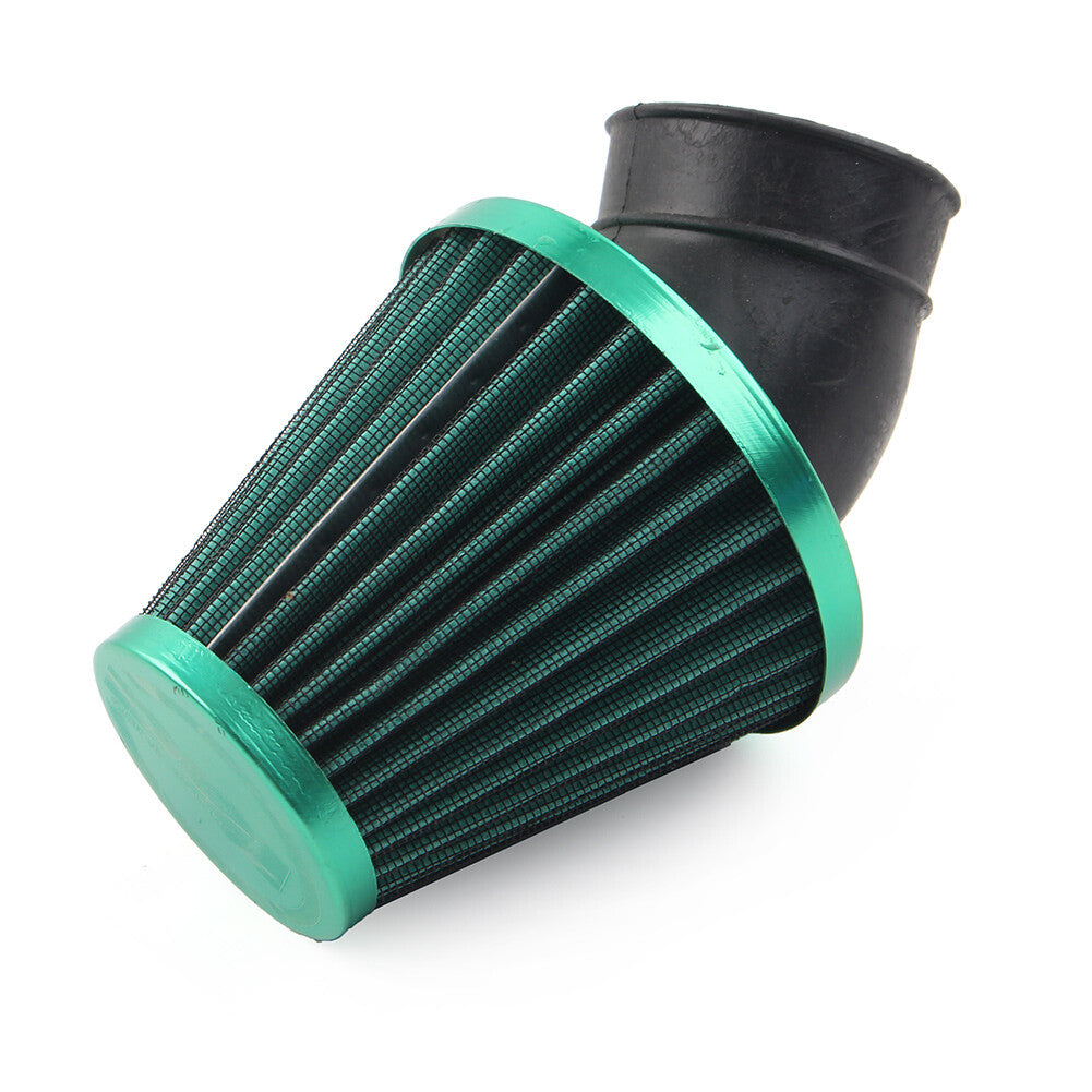 Green Motorcycle Air Intake Filter Cleaner Rubber Bend Inlet Stainles Steel Mesh Q