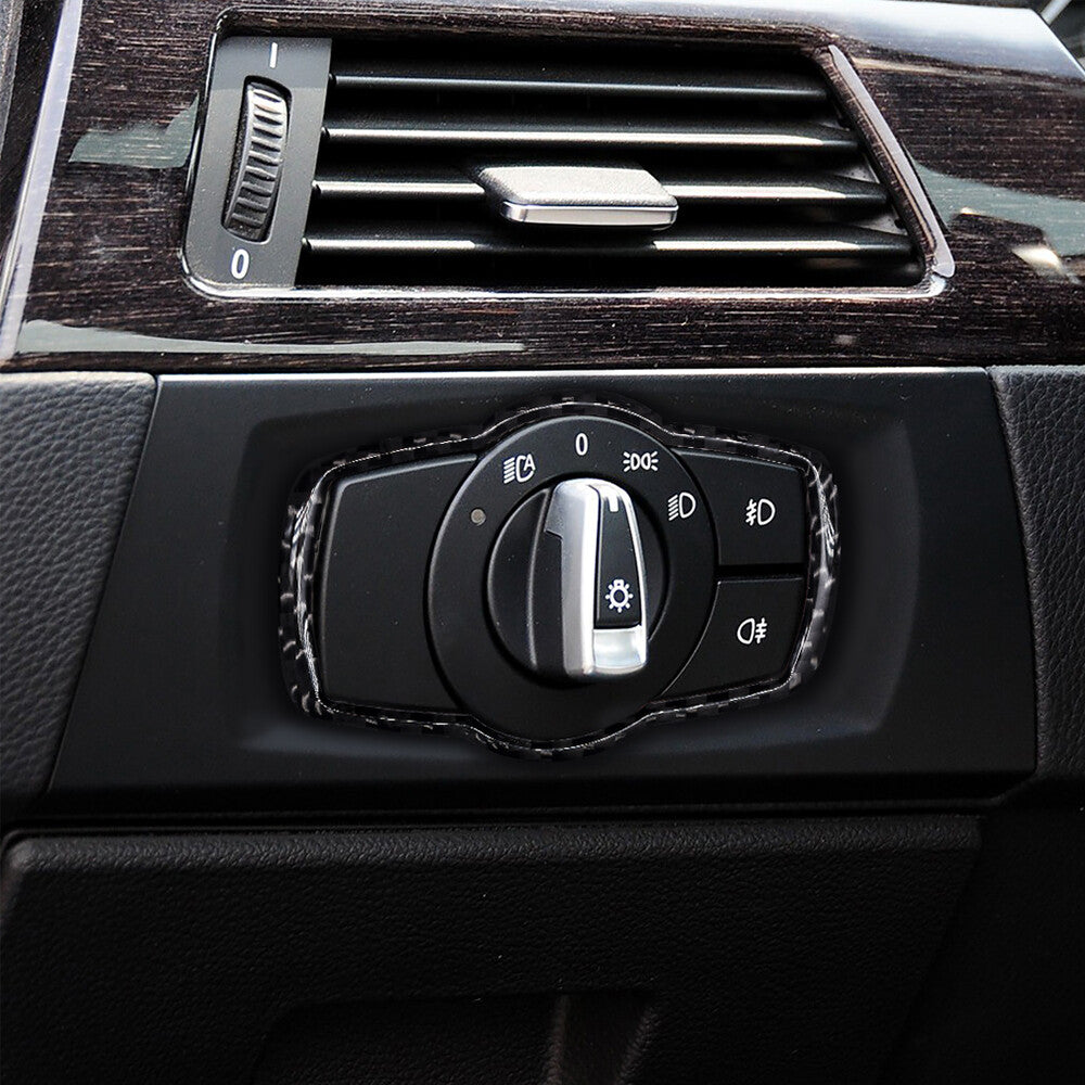 Carbon fiber headlight switch button frame cover trim for 05-12 3 E90 n