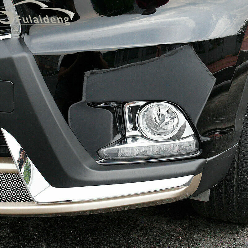 2p Chrome Front Bumper Fog Light Lamp Cover Trim for Toyota Highlander 2014-2016