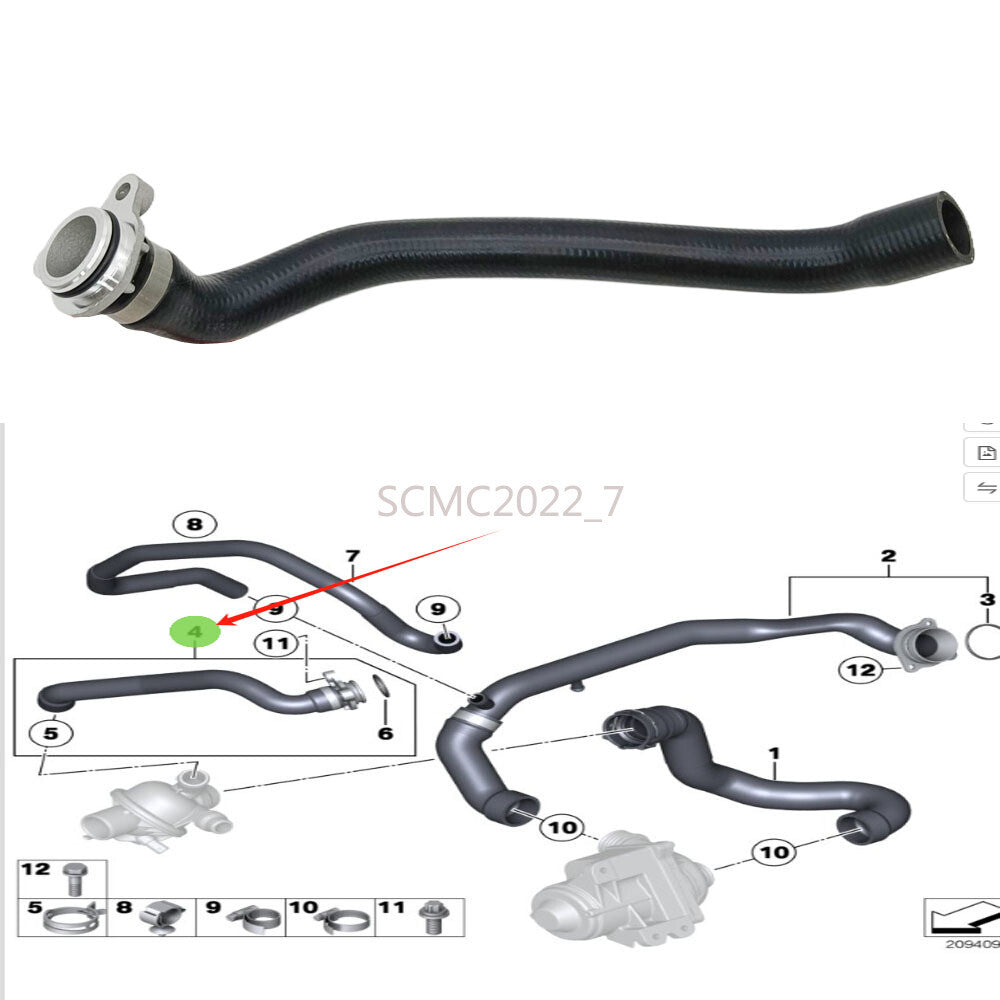 Engine Coolant Hose w/ Aluminum Connector for BMW 535i 740i F07 F10 11537580969