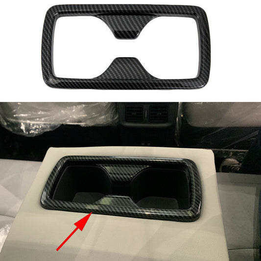 Carbon Fiber Look Rear Water Cup Holder Panel Cover Trim For 2019-22 for Toyota RAV4