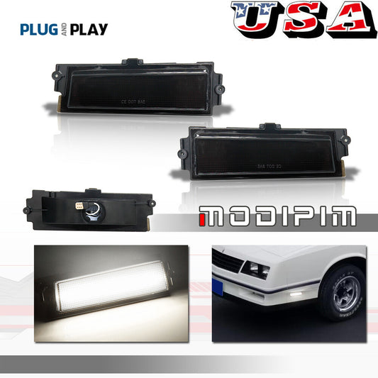 For 1981 - 1988 for Monte Carlo SS White LED Front Side Marker Lights Smoked 2 pcs - v