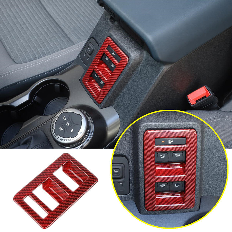 For 2021-2023 Bronco Red Carbon Fiber Window Lift Switch Button Panel Trim v