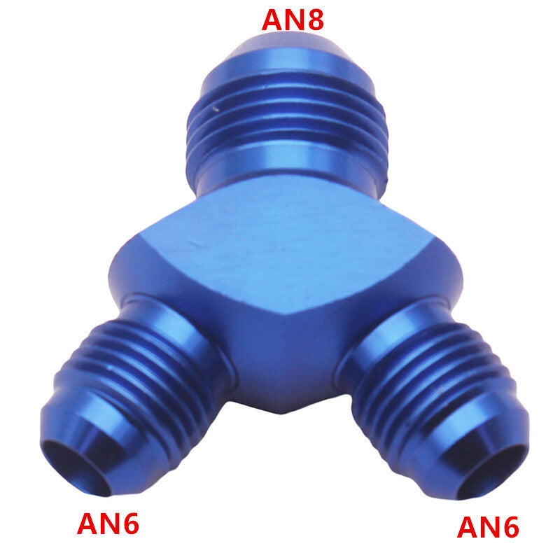 AN8 8AN to 2x -6AN AN6 Aluminium Male Flare Y Block Fitting Adapter Blue 1Ps n