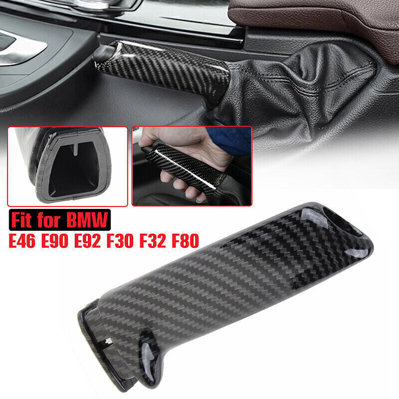 Carbon fiber front brake lever cover for BMW E46, E60, E90, E92, and F30.