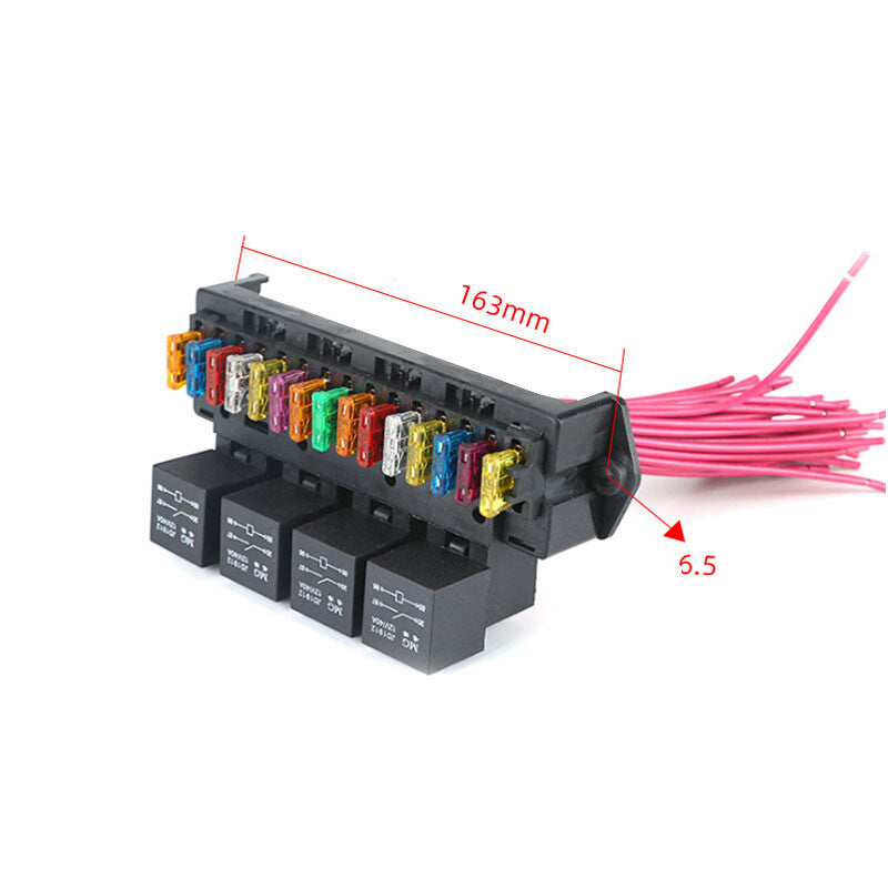 12V Automotive Relay and Fuse Box Bracket Blade Fuse Terminal with 4 Relays Truck Trailer - n