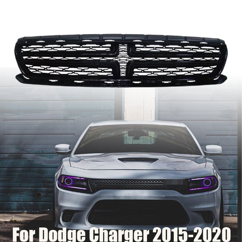 Replacement Front Upper Bumper Grill Grille Glossy Black for Dodge Charger 15-20 n