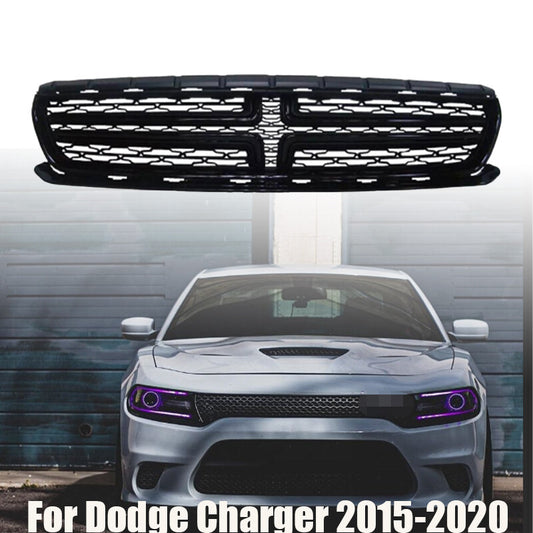 Replacement Front Upper Bumper Grill Grille Glossy Black for Dodge Charger 15-20 n