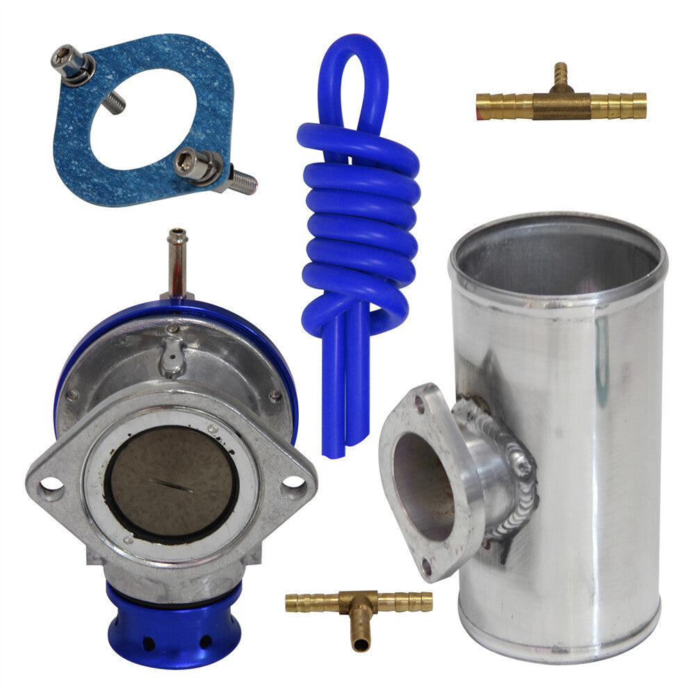 UNIVERSAL BILLET ALUMINUM TYPE-S TURBO BLOW OFF VALVE BOV+3 FLANGE PIPE BLUE