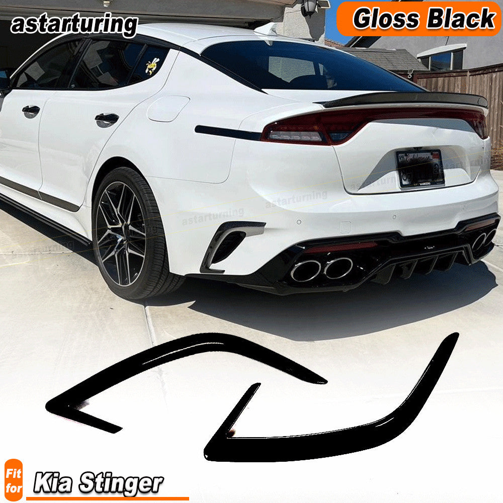 Fit for Kia Stinger 2018-2023 Gloss Black Rear Bumper Splitters Vent Canard Fins