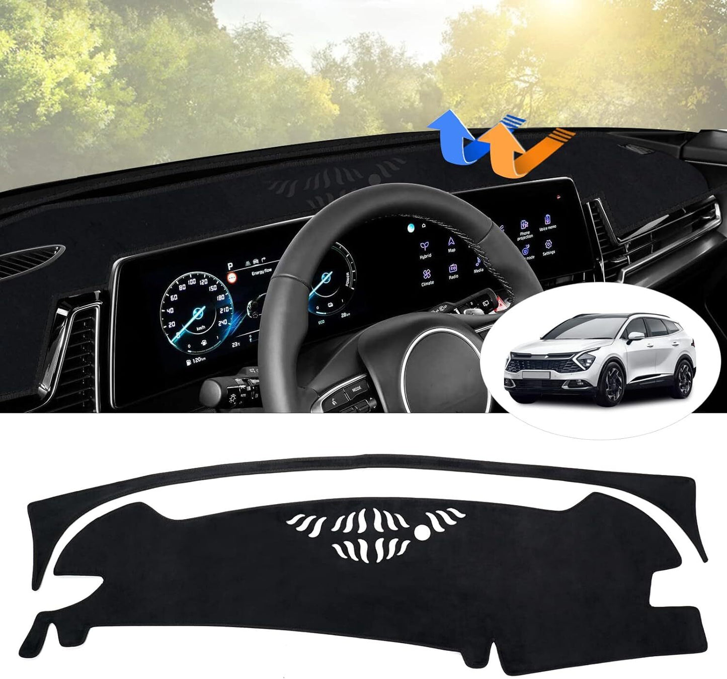 Non-slip black car dashboard mat/cover for 2023-2024 for Kia NQ5 n