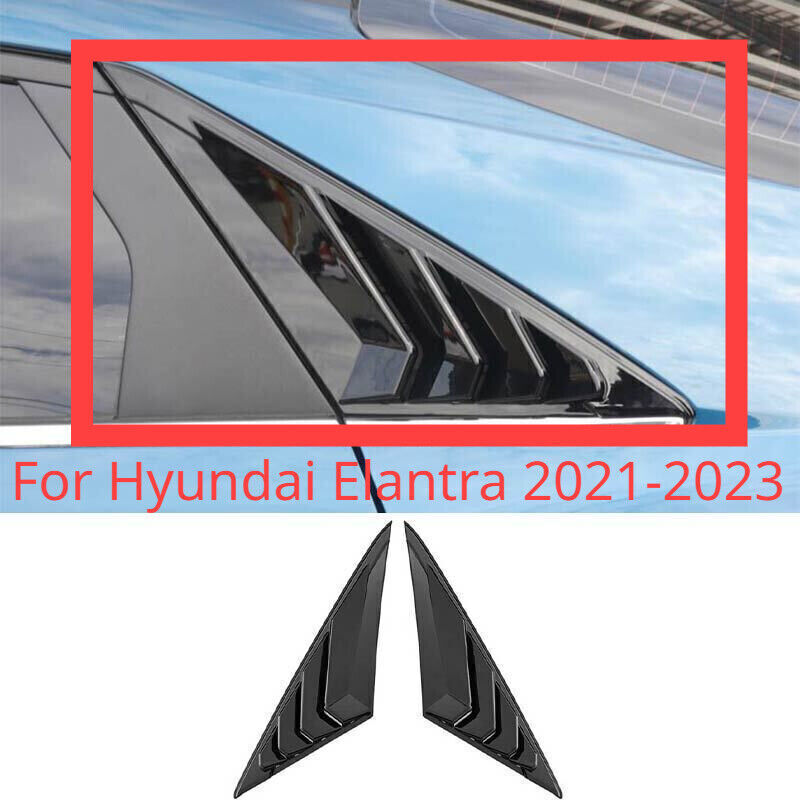 Bright Black Side Window Louver Shutter Cover Trim for Hyundai for Elantra 2021-2023