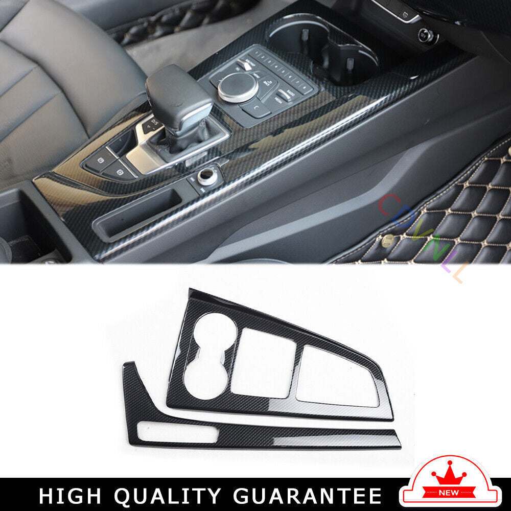 Car Console Gear Shift Frame Cover Trim Fit for Audi A5 2017-2019 Carbon Fiber