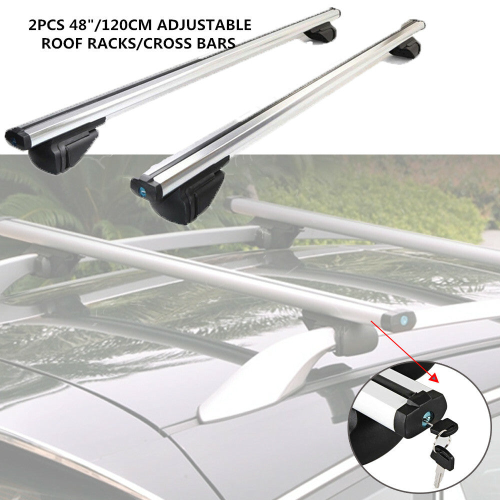 SUV Aluminum 48 Crossbar Top Luggage Adjustable Roof Rack Cargo Rail 175 lbs - n