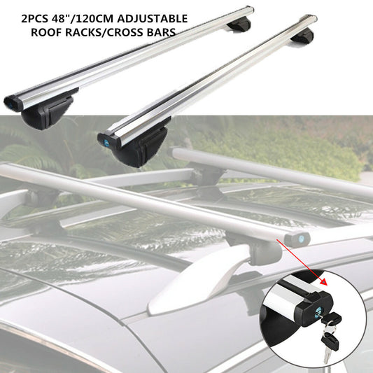 SUV Aluminum 48 Crossbar Top Luggage Adjustable Roof Rack Cargo Rail 175 lbs - n