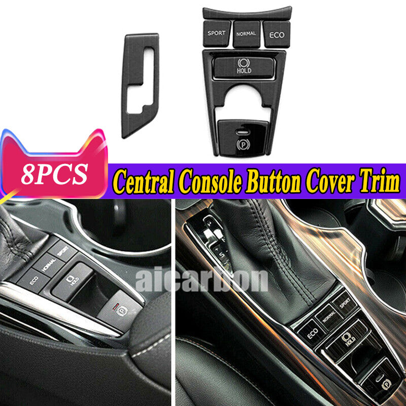 8x Black Central Console Gear Shift Panel Button Trim For Toyot@a for Camry 20-2023 n