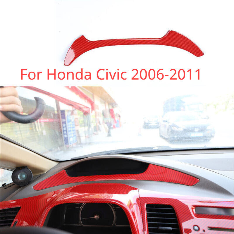 for Honda for Civic 2006-2011 Red Carbon Fiber Dashboard Cluster Speedometer Strip Q