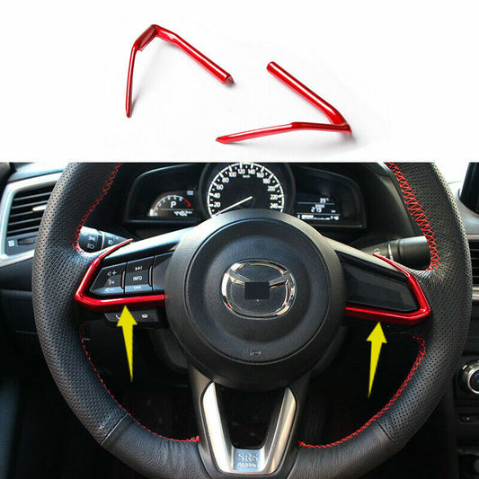 2Pcs Red Steering Wheel Cover Trim Fit for Mazda3 Mazda6 cx-5 CX-4